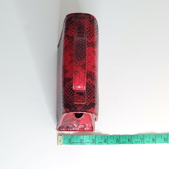 AQUA Trendy Red Black Snakeskin Print Mini Purse Crossbody Strap and Top Handle - Picture 10 of 11